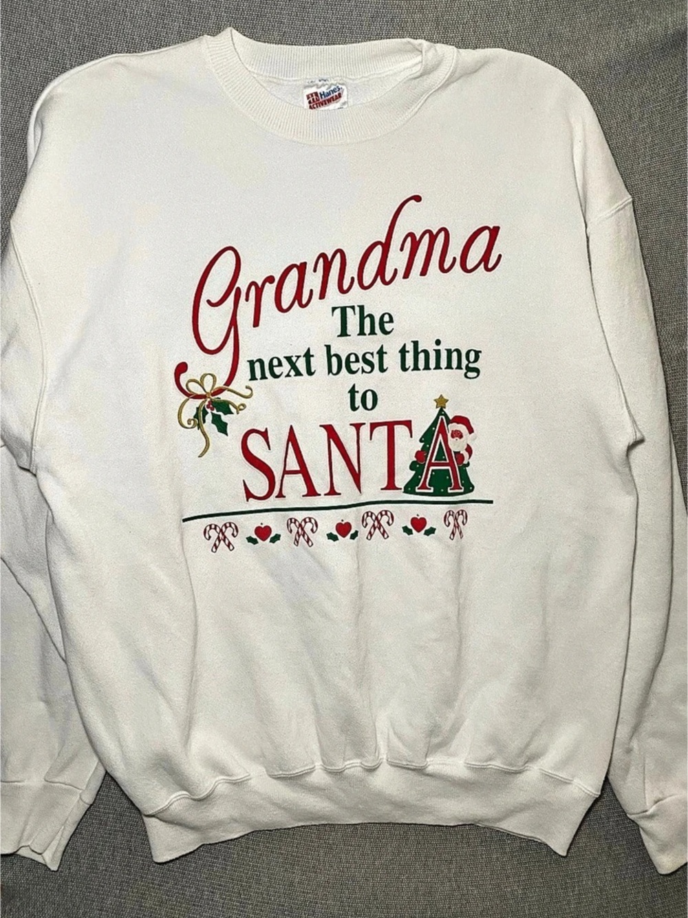 Vintage 90s Christmas Sweatshirt XXL Grandma Santa Funny Holiday Granny